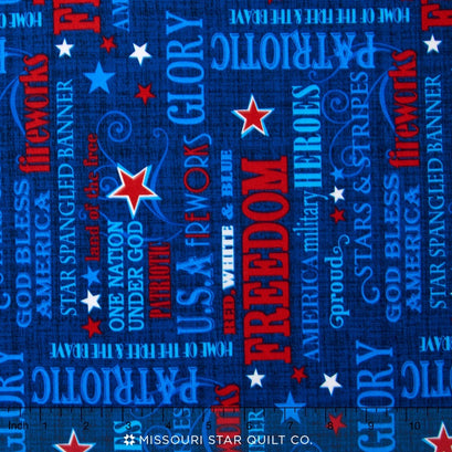 Patriotic Primer - Words Navy Yardage