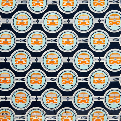 Keep on Groovin' - Groovin Bus Navy Yardage