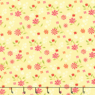Here Comes the Sun - Flower Toss Yellow Yardage