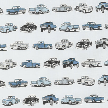 Old Guys Rule - Trucks Blue Yardage