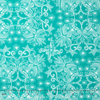 In the Bloom - Damask Turquoise Yardage