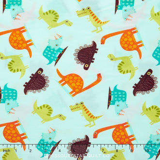 Dinosaur - Toss Blue Knit Yardage