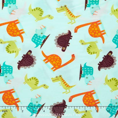 Dinosaur - Toss Blue Knit Yardage
