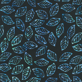 Tonga Batiks - Bluebell Tossed Leaves Iris Yardage