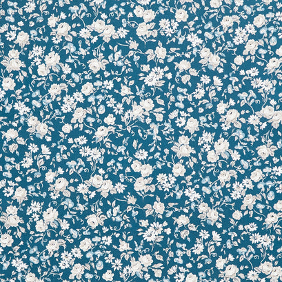 Serenity Blues - Flower Toss Denim Yardage