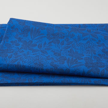 Pen and Ink - Floral Blue 118" Wide 3 Yard Cut
