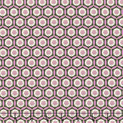 Shizuka - Geo Shape & Floral Black Metallic Yardage