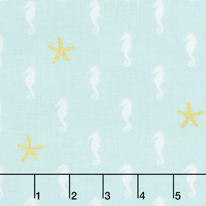 Let's Be Mermaids - Sea Horse Mint Sparkle Yardage