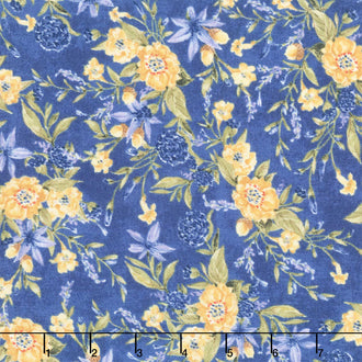 Morning Serenade - Floral Blue Yardage