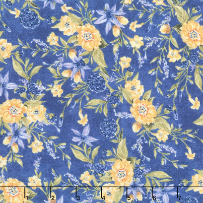 Morning Serenade - Floral Blue Yardage