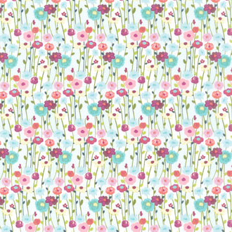 Fragrant Fields - Flowers Aqua Yardage