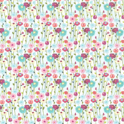 Fragrant Fields - Flowers Aqua Yardage