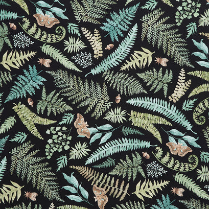 Wild Harvest - Large Ferns Black Yardage