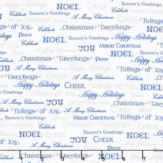 Winter's Grandeur - Frost Holiday Text Frost Metallic Yardage