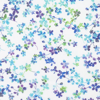 Watercolor Meadow - Floral Watercolor Blue White Digitally Printed 108" Wide Backing