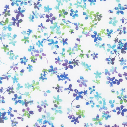 Watercolor Meadow - Floral Watercolor Blue White Digitally Printed 108" Wide Backing