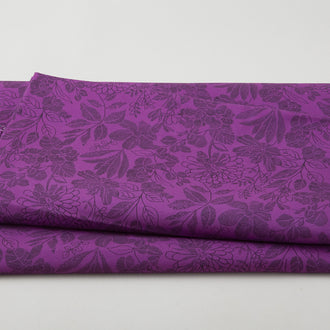 Pen and Ink - Floral Aubergine 118" Wide 3 Yard Cut