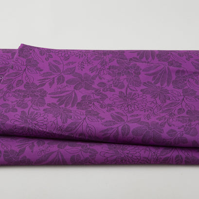 Pen and Ink - Floral Aubergine 118" Wide 3 Yard Cut