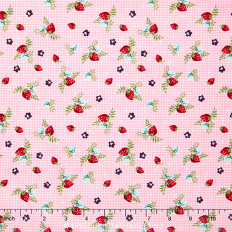 Vintage Market - Strawberries Pink Yardage