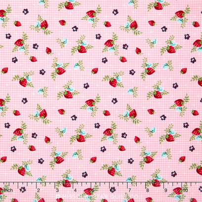 Vintage Market - Strawberries Pink Yardage