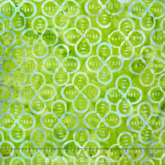 Tonga Batiks - Bluegrass Quatrefoil Avocado Yardage
