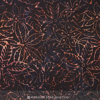 Tonga Batiks - Rose Pressed Leaves Obsidian Yardage