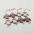 Set of 8 Printed Wood Sweater Mini Ornaments in Wood Box