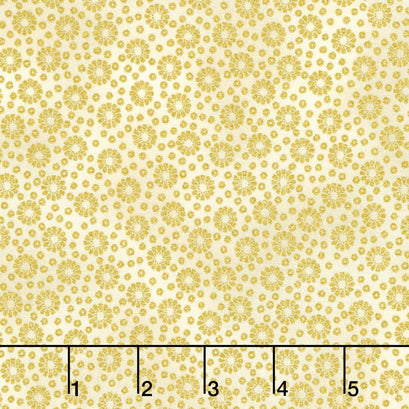 Imperial Collection 13 - Black Floral Dots Natural Metallic Yardage