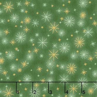 Winter's Grandeur - Holiday Twinkle Evergreen Metallic Yardage