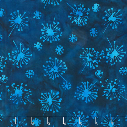 Just Dandy Batiks - Wispy Dandelions Blue Yardage