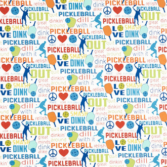 Pickleball - Sayings Cream Multi Yardage