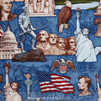 Pride & Glory - Washington Monuments Blue Yardage