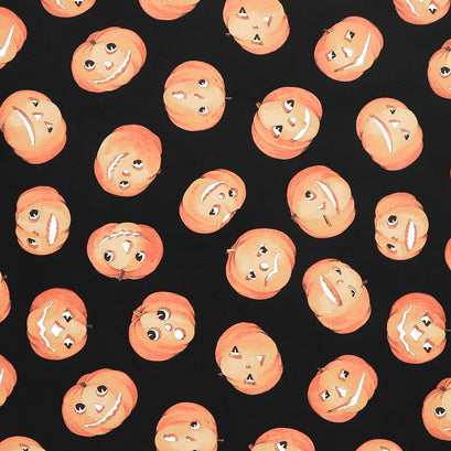 Pumpkin Patch - Tossed Jacks Black Yardage