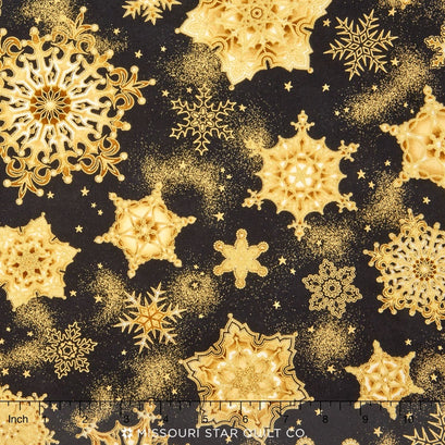 Holiday Flourish - Snowflakes Antique Metallic Yardage