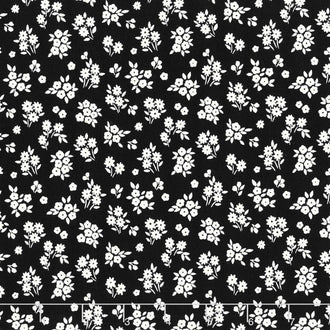 Midnight Meadow - Bouquets Black Yardage