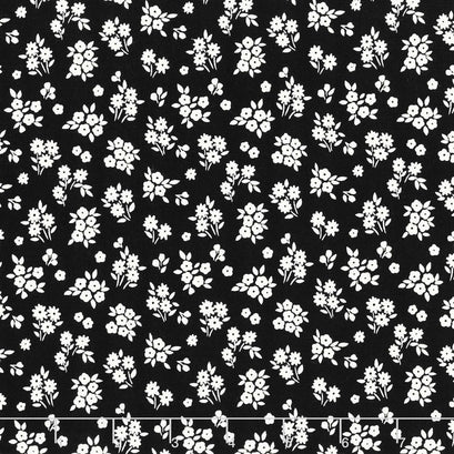 Midnight Meadow - Bouquets Black Yardage