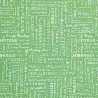 Home Town Holiday - Words Basil Yardage