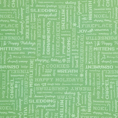 Home Town Holiday - Words Basil Yardage