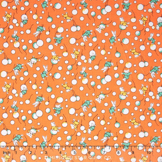 Toy Chest - Bunnies & Balloons Orange Yardage