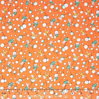 Toy Chest - Bunnies & Balloons Orange Yardage