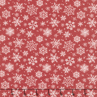 Magical Winterland - Snowflake Barn Red Yardage