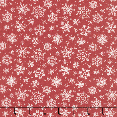 Magical Winterland - Snowflake Barn Red Yardage