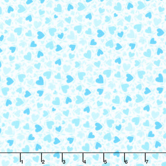 Playtime Flannel - Hearts Aqua Yardage