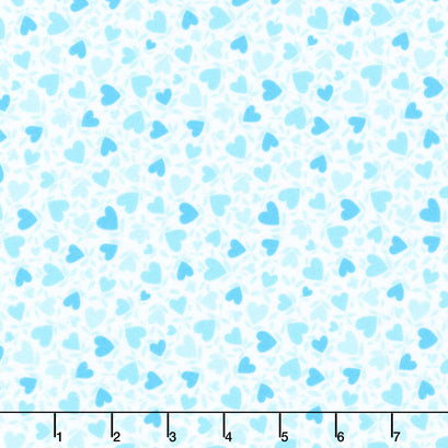Playtime Flannel - Hearts Aqua Yardage