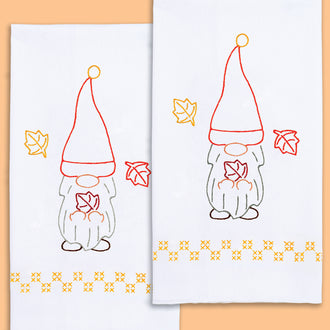 Thanksgiving Gnome Embroidery Hand Towel Set