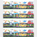 On The Go - Animals, Trucks and Cars Multi Border Yardage Alternative View #1