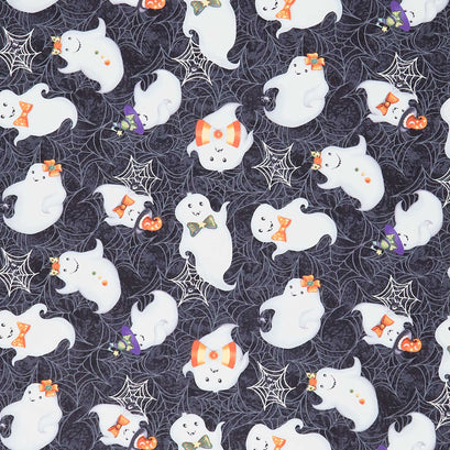 Cardorb Ghost Boo Whoo - Tossed Ghosts Black Glow Yardage