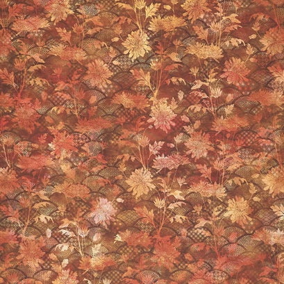 Oriental Gardens - Fan Floral Rust Digitally Printed Yardage