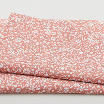 Cottage Farmhouse Fusion - Small Monotone Floral Terra Cotta 2 Yard Cut