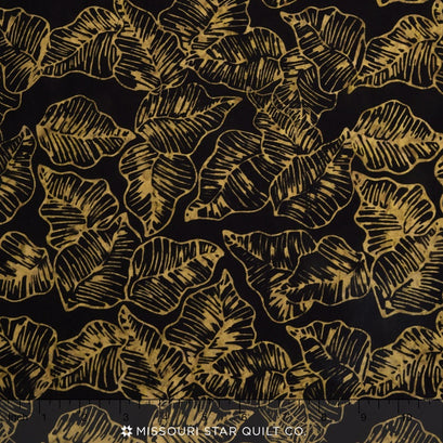 Tonga Batiks - Chai Marine Leaves Black Yardage